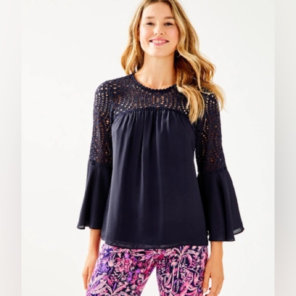 Lilly Pulitzer Amenna Flounce Sleeve Blouse - Picture 2 of 9